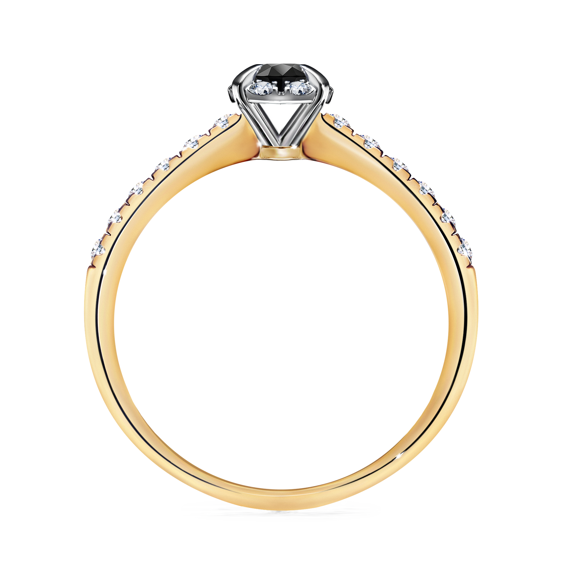 Pierścionek zaręczynowy My Princess z żółtego złota z czarnym diamentem 0,28CT